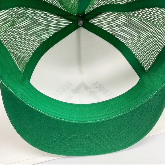 Reduce Reuse Rerad green & white novelty trucker snap back hat one size NWOT - Picture 7 of 12